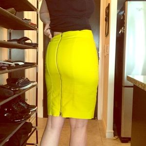 🍋 Quality Back Zip Pencil Skirt, Neon Yellow 🍋